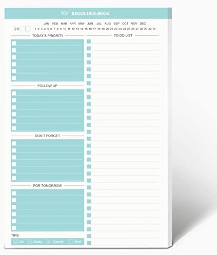 Regolden-Book za popis Notepad - Daily Planer Notepad nedidiran, za popis za plaćanje jastuka za rad, kontrolni