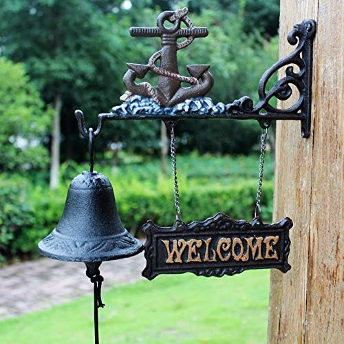 Ralira Antiqued Brod sidro od livenog željeza večera zvono ručak starinska vrata Dobrodošli u nevolje za vrt