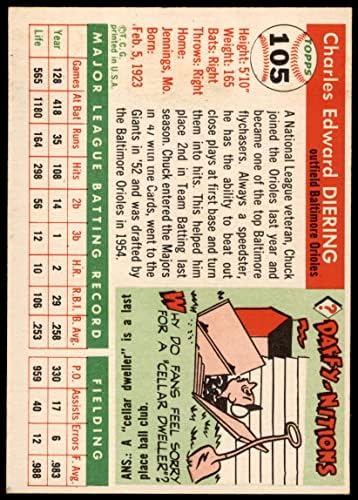 1955. TOPPS Baseball 105 Chuck Diering Odlično od Mickeys kartice