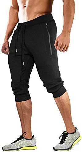 Magcomsen muške 3/4 joggers kapri hlače sa džepovima sa patentnim zatvaračem Slim Fit trening trčanje