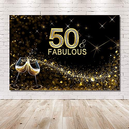 MEHOFOTO Glitter Gold and Black 50 i Fabulous photo Studio Booth pozadina čaša za vino Bokeh Shiny Adult Happy