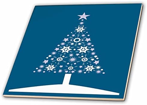 3drose božićno drvo pahuljica i zvijezda na Mykanos plavim pločicama