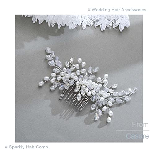 Casdre Rhinestone Bride vjenčani češalj za kosu srebrni biserni komad za kosu kristalni Dodaci za kosu za žene