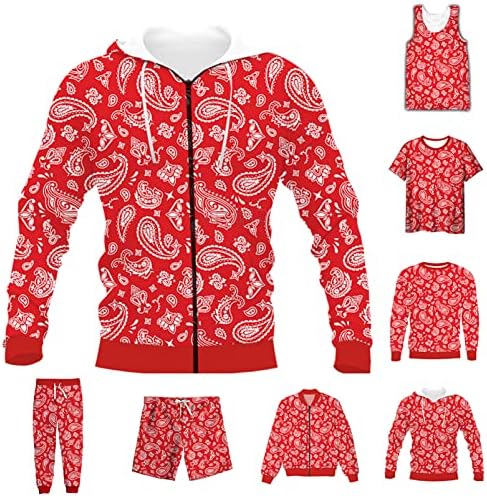 Funny 3D puni ispis crveni paisley majica / dukseri / Zip dukseve / tanka jakna / hlače