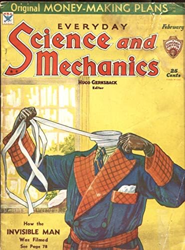 Nauka i mehanika-1934 Februar-INVISIBLE Man COVER & filmska priča-GERNSBACK