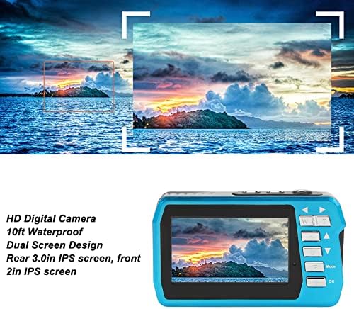 Dvostruka ekrana digitalna kamera, dvostruki ekran podvodni fotoaparat, 10ft vodootporan 56MP 18X HD kamera