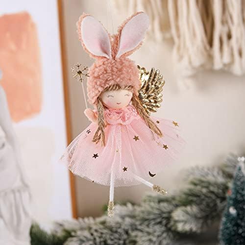 Božićne plišane duge uši anđeoski viseći ukrasi Xmas Tree Privjesak Početna Božić Dekoracija Djevojka Rođendan Party Decor Crystal Perdes Vrata