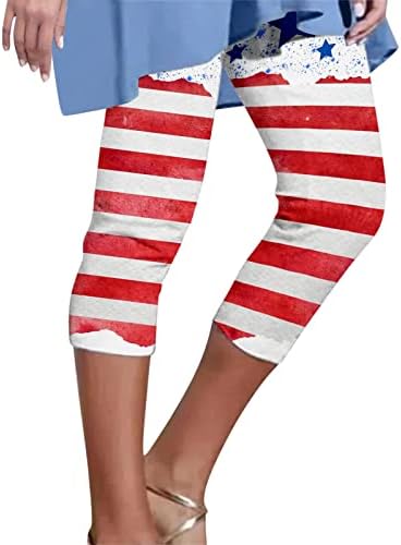 Američka zastavačke gamaše Žene pune dužine Patriotske američke zastave Kontrolne pantalone za temmu Sportske bešavne tajice za žene