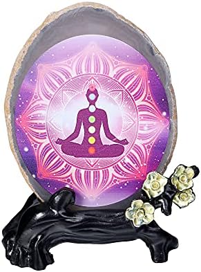 Crystaltears Chakra Agate Slice Crystal ukras sa šakom Chakra Symbol Natural Agate Slice Stone Yoga