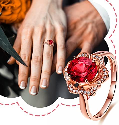 Crveni poklon Moda dame prsten dan prsten Valentinovo prsten ruža Cirkon prijedlog prstena odgovarajući