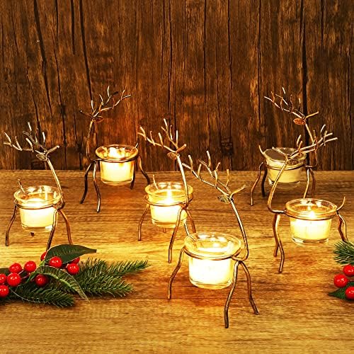 Lulu Kućni Set od 6 metalnih svijećnjaka za sobove, 6,7 h božićnih svijećnjaka, božićnih ukrasa za