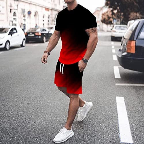Ymosrh Muške košulje Casual Mišićne majice kratkih rukava i klasične fit sportske kratke hlače Postavite
