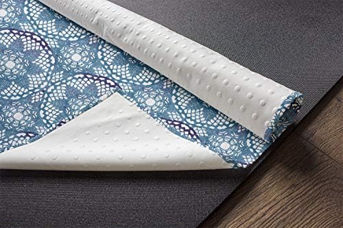 Floral Yoga Mat ručnik, kontinuirano čipkasti izgled doilni uzorak cvjetni motivi, neklizajući znoj za apsorpciju joge pilates pokrivač za vježbanje, 25 x 70, indigo modro plavo