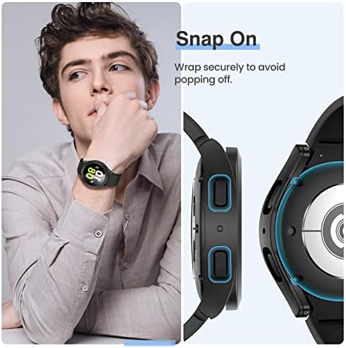 [2Pack] Tensea za Samsung Galaxy Watch 5 2022 & amp; 4 2021 zaštitna futrola za ekran 44mm dodatna oprema, zaštitni poklopac za lice, tvrdi PC Branik ugrađeni Film od kaljenog stakla za žene muškarce