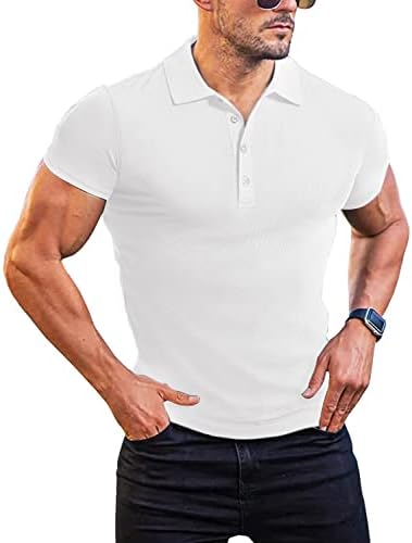 Guisens Muške mišićne polo majice kratki i dugi rukav Ležerne košulje na majicama slim Fit Stretch