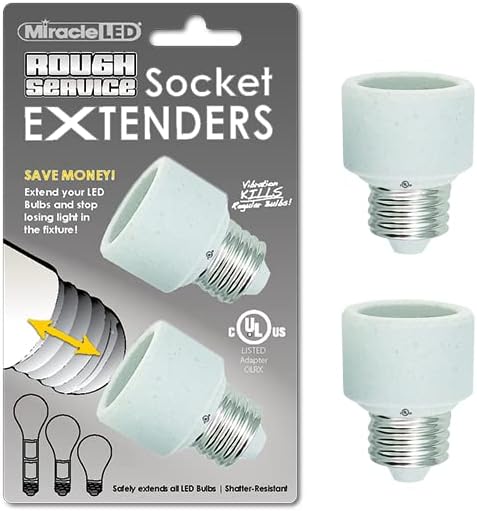 Miracle LED 1 Rough Service Premium ul Ekstenderi sa utičnicom za LED, CFL i sijalice sa žarnom niti, 2 pakovanja