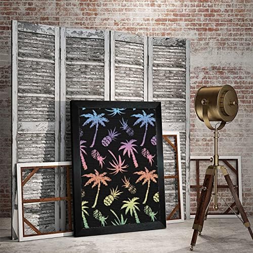 Palme i ananas okvir od punog drveta dijamantski Setovi za farbanje okrugla puna bušilica viseća slika za zidni dekor Blackwood 40 * 50cm
