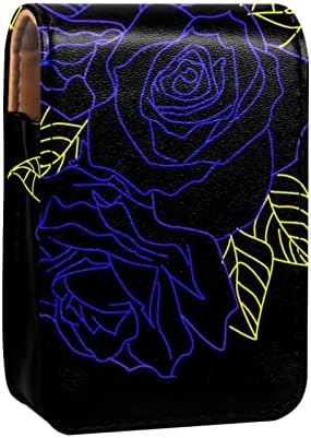 ORYUEKAN Mini torba za šminkanje sa ogledalom, torbica za kvačilo od umjetne kože, Vintage Flower Rose ljubičasta cvjetna