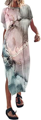 Miashui ženska Midi haljina ženska ljetna majica Maxi haljina Batwing rukav Crewneck Casual labava ljetna