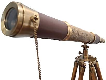 Starinski teleskop Nautički dekor Drvena podesiva luka sa stativom MASTER POD TEŽINE MLASS I TEKURE TEKURE Teleskop Kućni kolekcionari