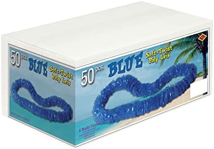 Beistle Soft-Twist Poly Leis W / Oblikovana kutija, 50 plavi leis po paketu, 1 x 36, plava