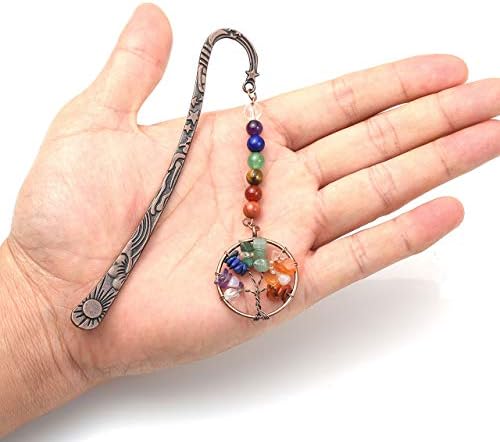 Jovivi antikni bakar metal Bookmark perli oznaka s ručno rađenim 7 Checra liječenje kristala