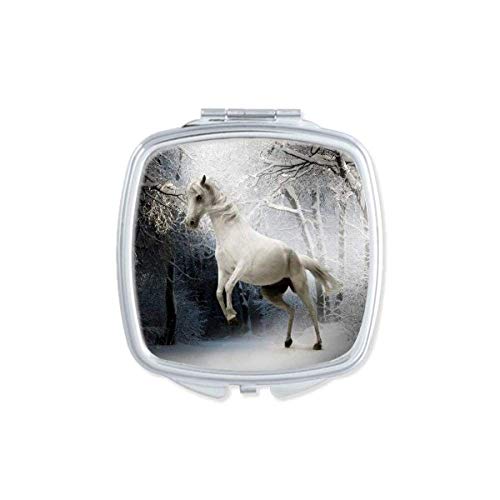 Bijeli Konj Nauka Priroda Ogledalo Ogledalo Prijenosni Kompaktni Džepni Makeup Dvostrano Staklo