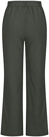 KCJGIKPOK ženske platnene pantalone, čvrsta elastična-struka Palazzo trendi pantalone za pantalone sa džepovima