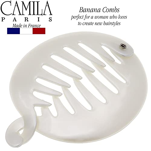 Camila Paris CP3015 3.255 inčni francuski Banana Clip češalj za kosu bijeli okrugli djevojke rep Holder preplitanje Banana češljevi za volumen guste kose. Modni stilski dodaci za kosu za žene napravljene u Francuskoj