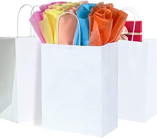 Blewindz 25 komada bijele poklon torbe sa tkivima - 10,5 Male papirske torbe za papir favoriziraju