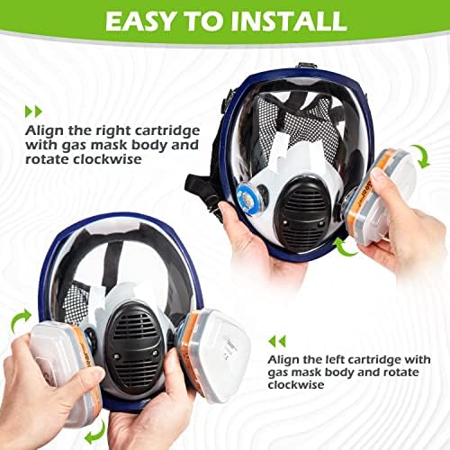 AirGearPro g-750 Respirator maska za cijelo lice sa A1p2 filterima protiv plina, protiv prašine | Gas maske
