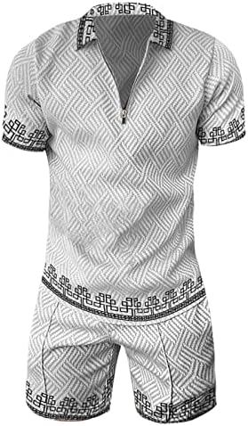 BMISEGM Ljetni muški odijelo Slim Fit Muške kratki rukav Ležerne košulje i kratke hlače za dva komada ljetni