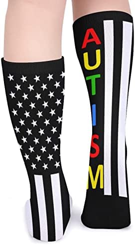 Weedkeycat autizam svijest Puzzle SAD zastavu debele čarape novost Funny Print grafički Casual toplo sredinom cijev čarape za zimu