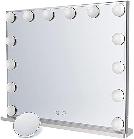 Hxyjr ogledalo za šminkanje sa LED lampama osvijetljeno toaletno ogledalo sa povećalom, stolnim ili