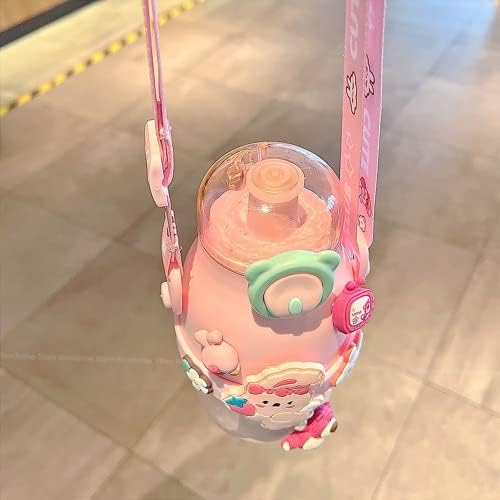 Fantasy J kawaii Bear Rabbit Frog Penguin Pink Dječje vodene boce za slamu za djevojke Ljeto Prijenosni