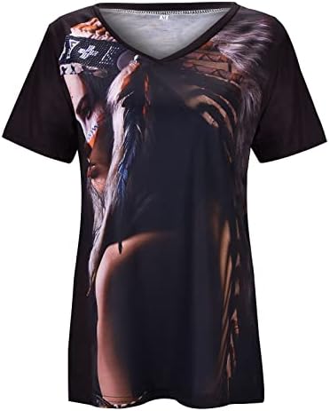 Ljetne košulje za žene Žensko perje Ispis plemenski stil Divlja povremena modna majica kratkih rukava obični vrh