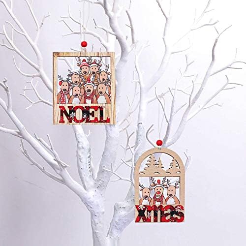 N-Brand Božićne drvene dekorativne boje Božićno drvce Mali privjesak rešetka drvena stablo pribor malih vješalica