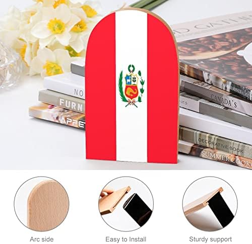Peru Zastava štampana drvena knjiga završava Neklizajući dekor Bookend mali za uredski dom 1 par