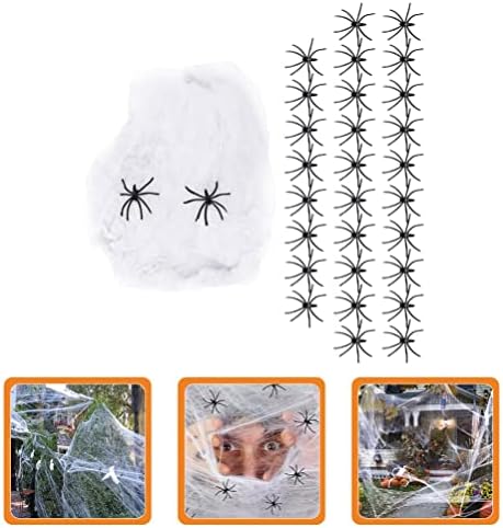Abaodam Toy Spider 1 Set 120g paukove mreže za Noć vještica i pauci rastezljive klip mreže s lažnim paucima Ukleta kuća za Noć vještica ukrasi na otvorenom
