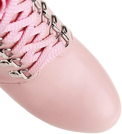 Ženske borbene čizme Chunky High Heel čipke up casual cipele luk potporne cipele široke teleske čizme