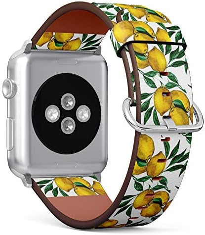 Kompatibilan sa Apple Watch serijom 1,2,3,4 - Kožna traka narukvica za narukvicu za narukvicu - akvarel limunska