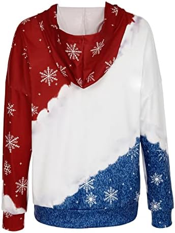 Crtani grafički duksevi za žene Slatke božićne kapuljače blok dukseri dugih rukava pulover vrhove džepa