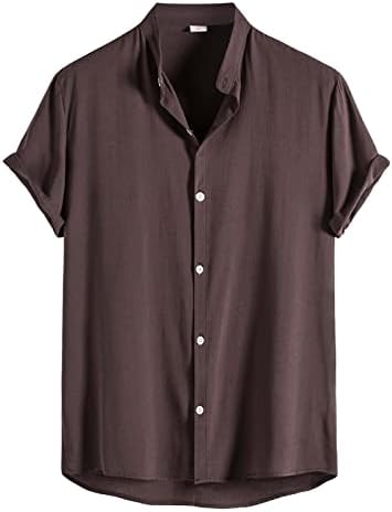 XXBR muške majice kratkih rukava, letnja gumb dolje košulja prednji džep patchwork vintage casual
