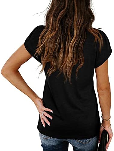 Majice NOKMOPO za žene Grafički smiješni povremeni kreativni print V-izrez Petal kratki rukav majica