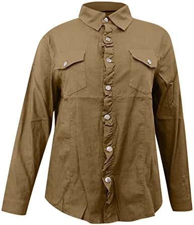Ženska bluza od traper kaputa vrhovi modne pune gumbe dole Casual Rever džepne šivanje majica