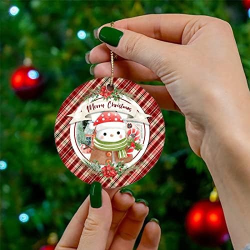 Cheyan sezona radosti Božić Ornament, božićno drvo ukras za Božić Home Decor crvena pruga Porculanski Ornament