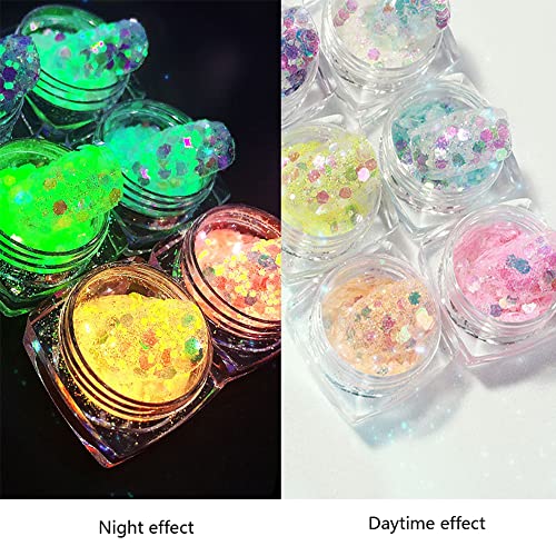 Glow in the Dark Body Face Glitter Gel 12 boja Chunky Glitter za nokte High Luminous Iridescent