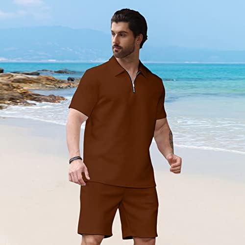 Aulemen Mens 2 komada Zip TrackSit Polo košulje i kratke hlače za muškarce Položava