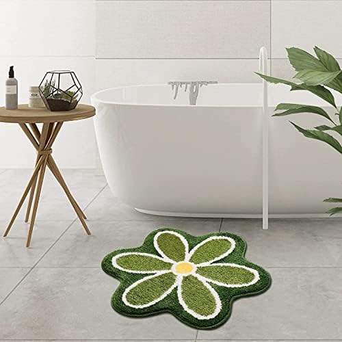 Truedays Green Flower Bath za kupaonicu, malu prostirku za vodu protiv klizanja, ultra mekani i lepršavi