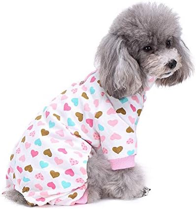 Ranphy Dog odjeću za male pse Djevojkom pidžamom Puppy Heart Print Turtleneck Majica Slatki CAT kombinezon
